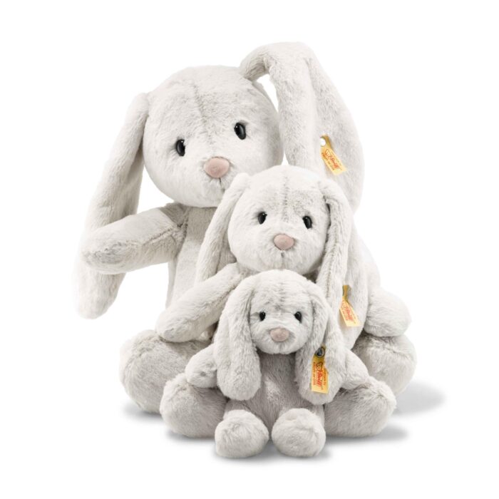Steiff Hoppie Hase 18 cm hellgrau, Plüschtier Hase mit Schlappohren, Soft Cuddly Friends, flauschiges Stofftier zum / Kuscheln – Bild 5